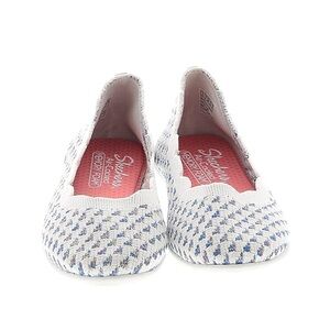 Skechers Women's White and Blue Woven Flats